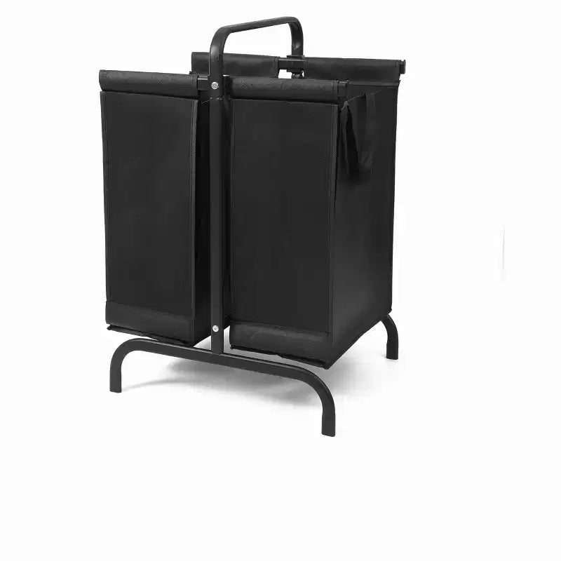 Clasificador de Ropa Sucia Oxford de 2 Niveles, Blanco y Negro, con Tapa, 2 Secciones