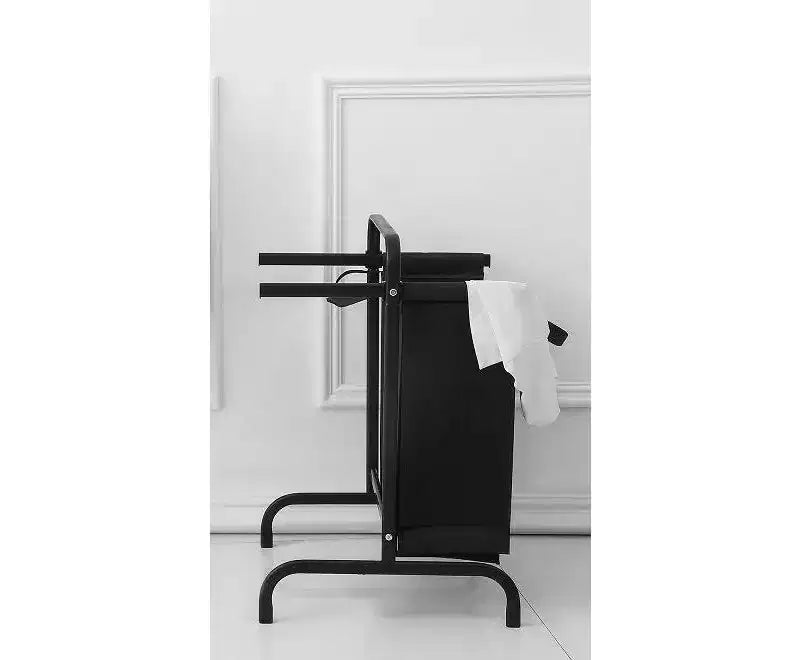 Clasificador de Ropa Sucia Oxford de 2 Niveles, Blanco y Negro, con Tapa, 2 Secciones