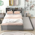 MATEERTY Full Bed with Trundle, Bookcase, Gray
