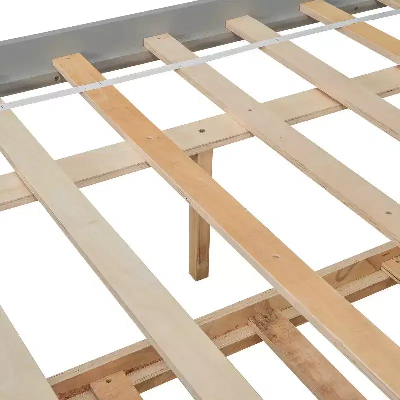 Cama Plataforma Gris Individual con Nido y Estantería, 1 Persona