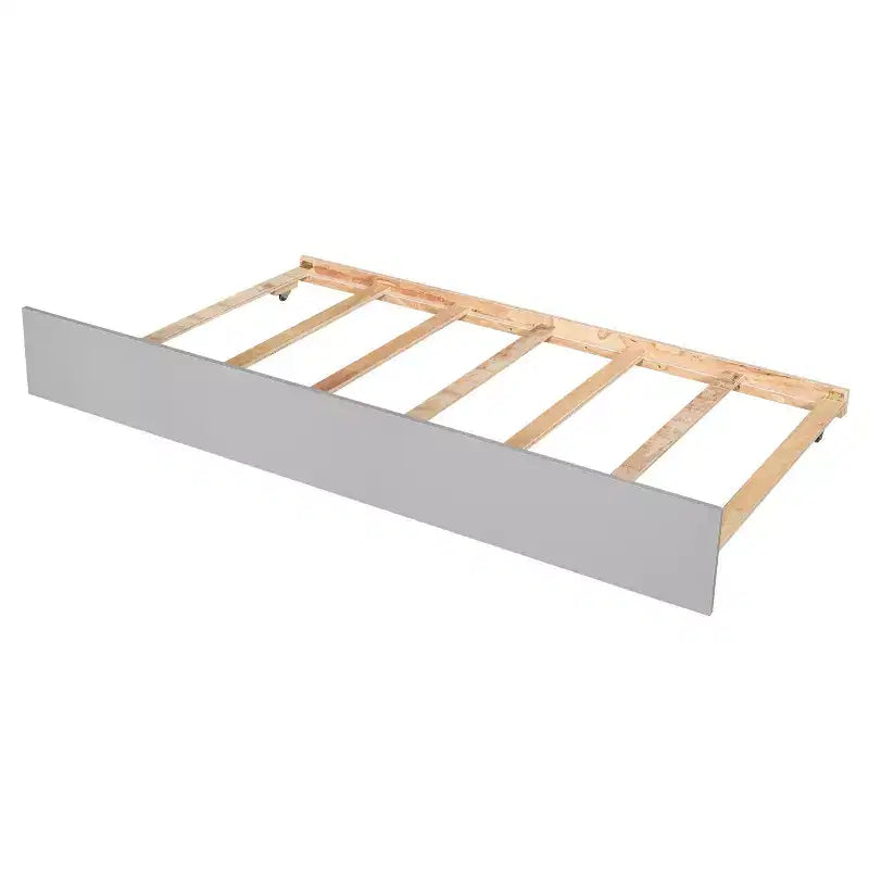Cama Plataforma Gris Individual con Nido y Estantería, 1 Persona