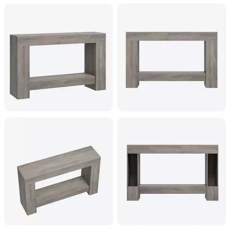 Mesa consola rústica de 2 niveles, gris/natural, de 120 cm o 160 cm, cabe 1
