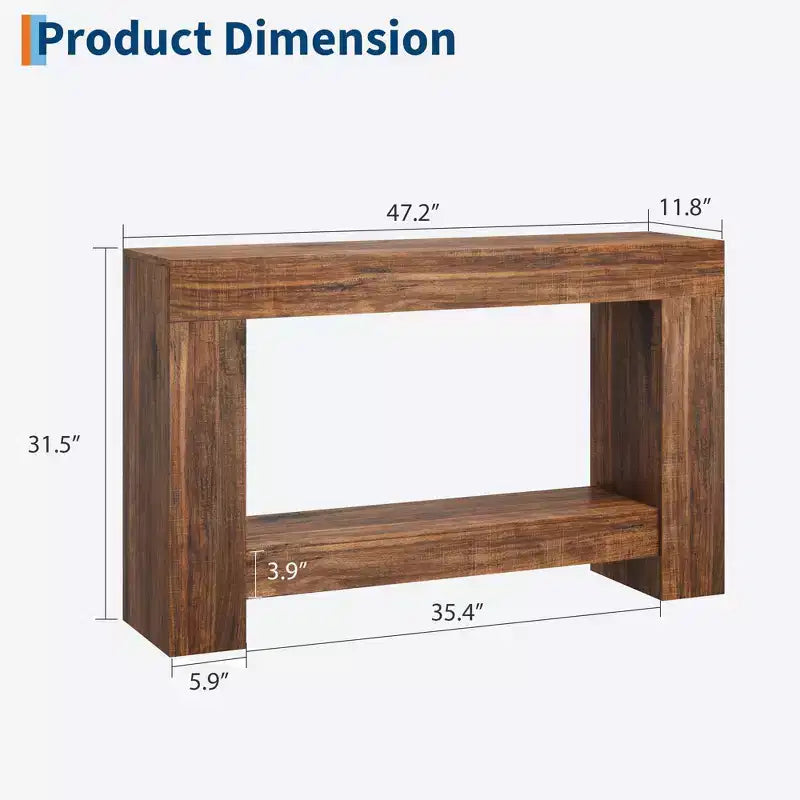 Mesa consola rústica de 2 niveles, gris/natural, de 120 cm o 160 cm, cabe 1