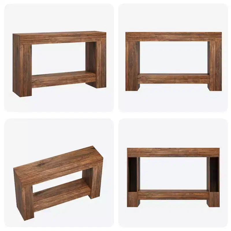 Mesa consola rústica de 2 niveles, gris/natural, de 120 cm o 160 cm, cabe 1