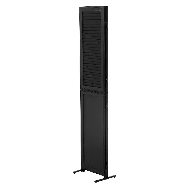 Divisor de ambiente plegable de 3 paneles, negro/marrón, 1.8 m, autónomo
