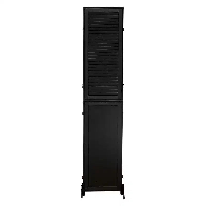Divisor de ambiente plegable de 3 paneles, negro/marrón, 1.8 m, autónomo