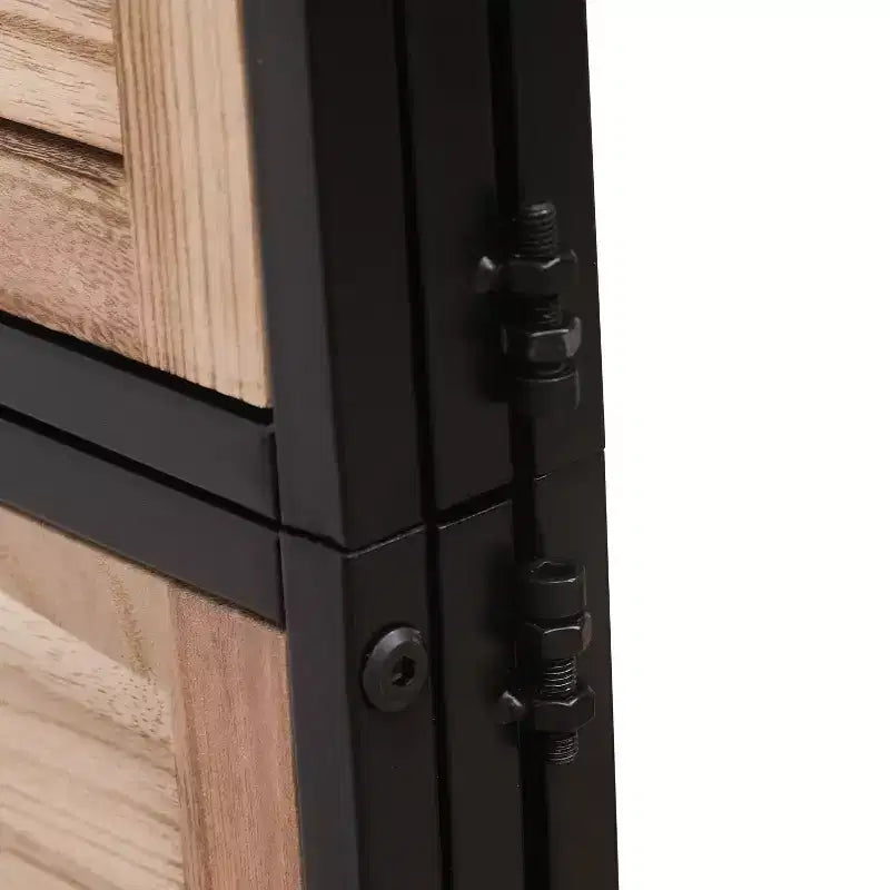 Divisor de ambiente plegable de 3 paneles, negro/marrón, 1.8 m, autónomo