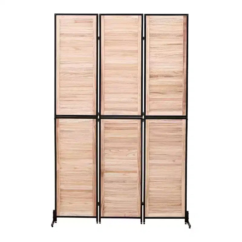Divisor de ambiente plegable de 3 paneles, negro/marrón, 1.8 m, autónomo