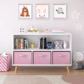 MAYEERTY Kid Bookshelf with Collapsible Fabric Drawers Toy Storage Cabinet Orangizer White and BLue