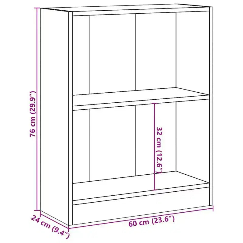 Estantería de 2 baldas Sonoma Oak, rectangular, para 1 persona
