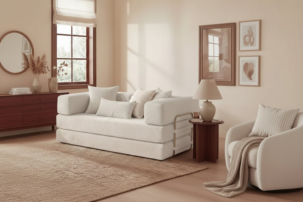 Dyonery 65Folding Sofa Bed Convertable Corduroy Couch King Size Floor Sleeper 4-in-1 DIY Combination Modular Sofa Fold Out Comfy sofa.