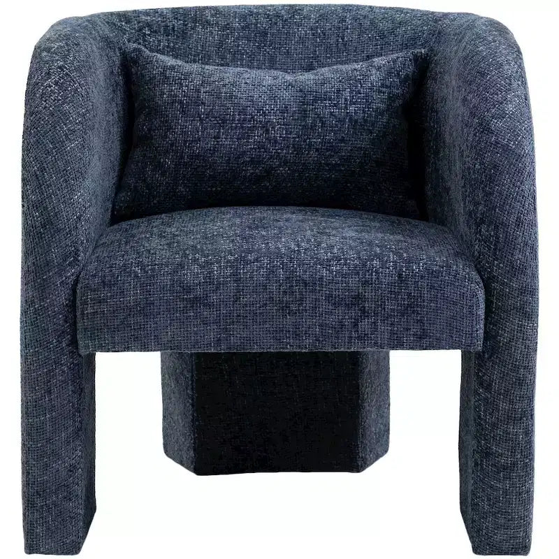Sillón Acentual de Tela de Chenilla Gris / Azul Marino con Brazos – Capacidad para 1 Persona