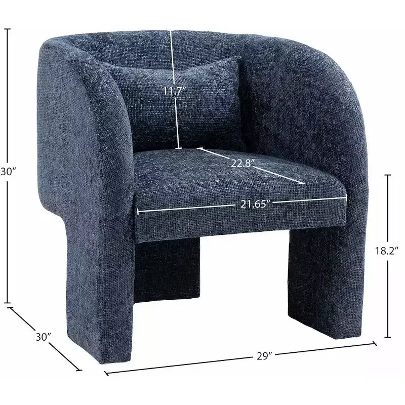 Sillón Acentual de Tela de Chenilla Gris / Azul Marino con Brazos – Capacidad para 1 Persona