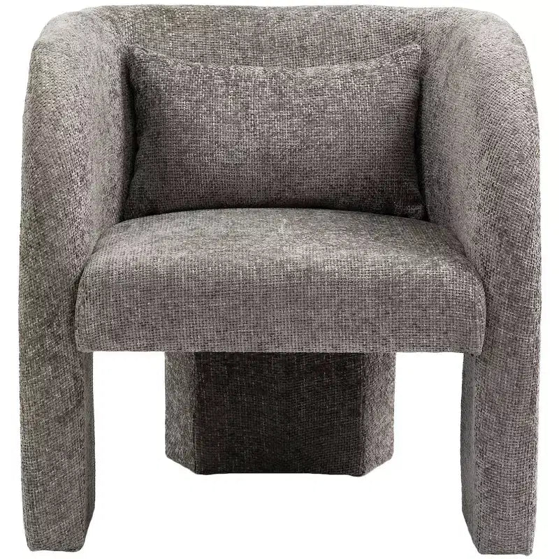 Sillón Acentual de Tela de Chenilla Gris / Azul Marino con Brazos – Capacidad para 1 Persona