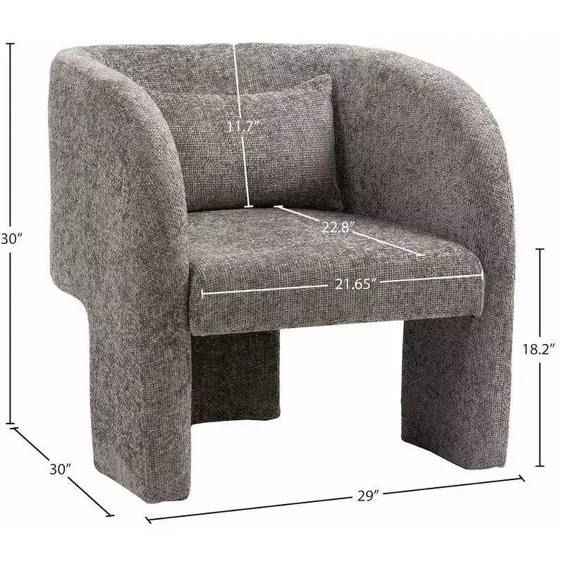 Sillón Acentual de Tela de Chenilla Gris / Azul Marino con Brazos – Capacidad para 1 Persona