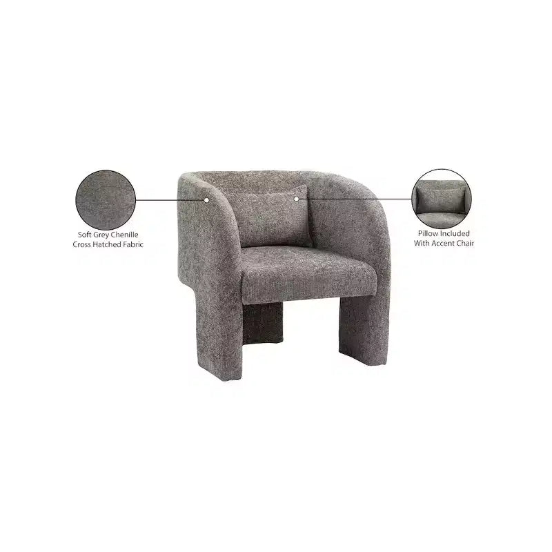 Sillón Acentual de Tela de Chenilla Gris / Azul Marino con Brazos – Capacidad para 1 Persona