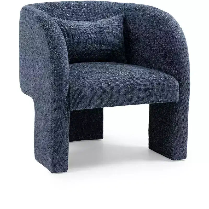 Sillón Acentual de Tela de Chenilla Gris / Azul Marino con Brazos – Capacidad para 1 Persona