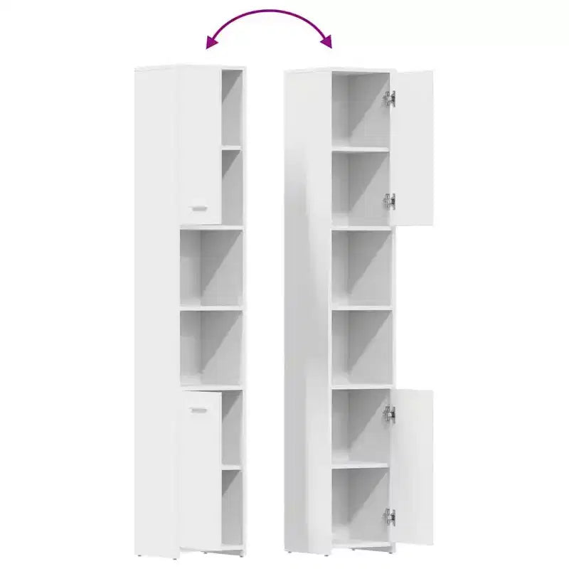 Armario de baño alto, blanco, 2 puertas, 1 persona