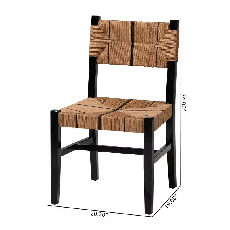 Silla de comedor bohemia sin brazos marrón/negra, capacidad 1 persona