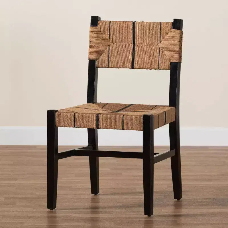 Silla de comedor bohemia sin brazos marrón/negra, capacidad 1 persona