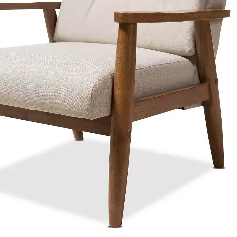 Juego de sillón y otomana de tela gris de mediados de siglo, 1 asiento