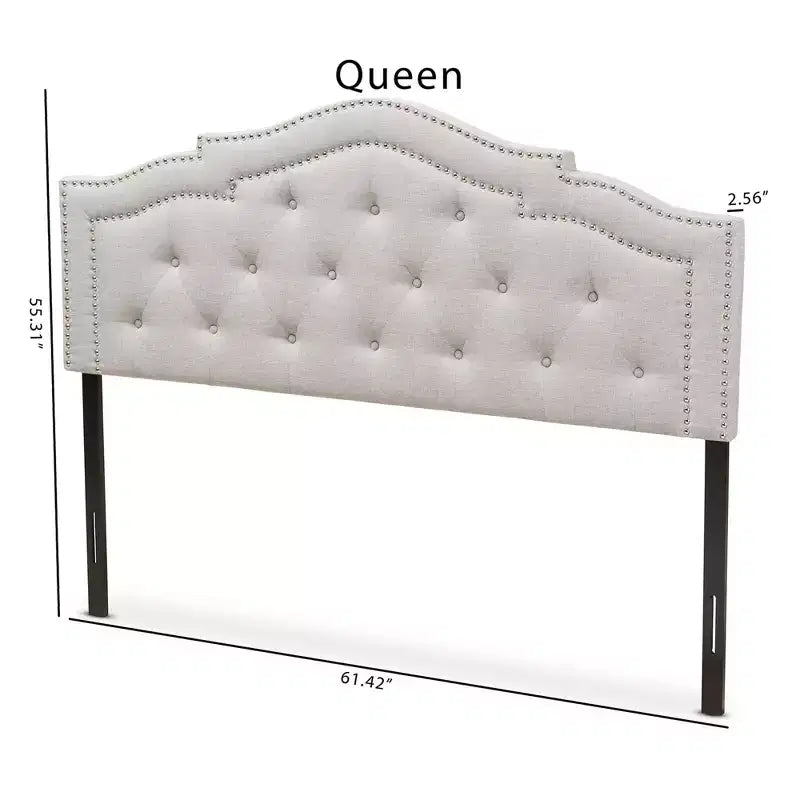 Cabecero Queen, Poliéster Beige, Capitoné, para 1 Persona
