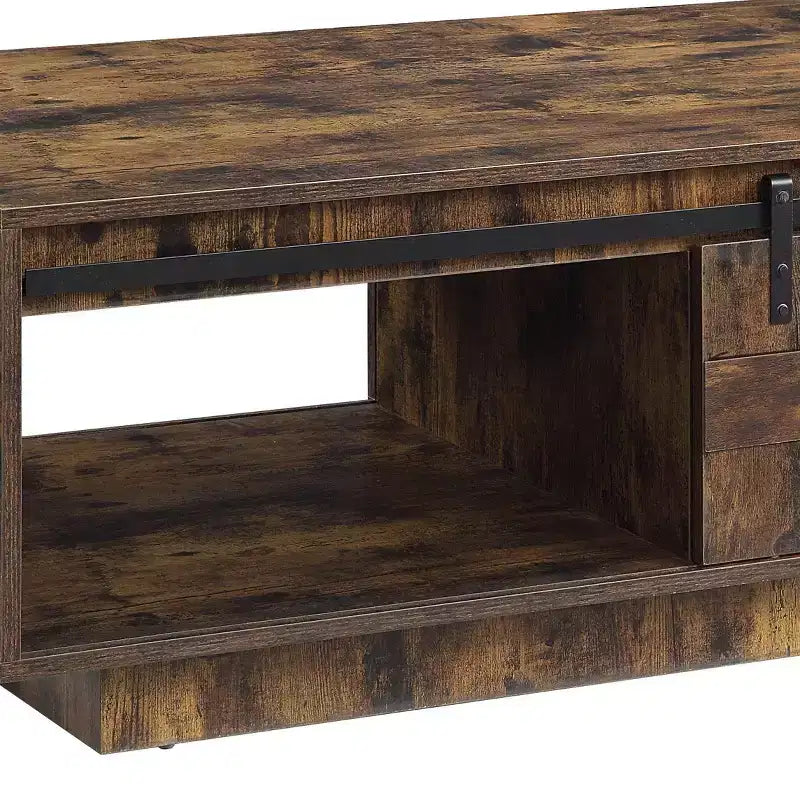 Mesa de centro rústica de roble con cajones, rectangular, 1 persona