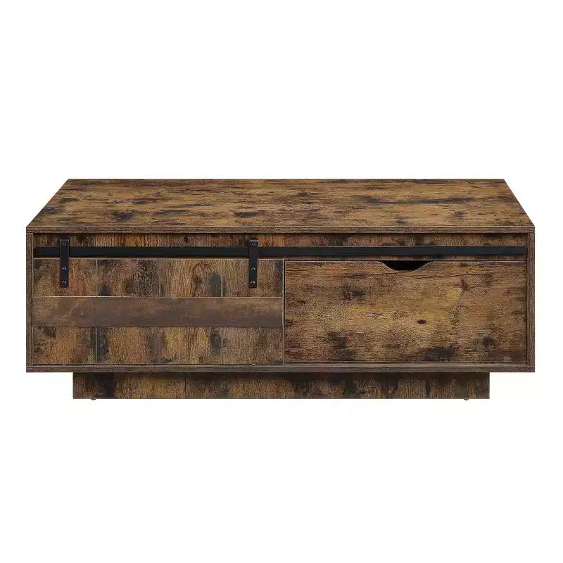Mesa de centro rústica de roble con cajones, rectangular, 1 persona
