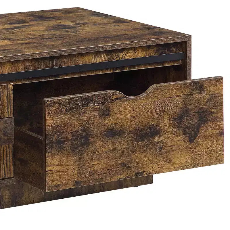 Mesa de centro rústica de roble con cajones, rectangular, 1 persona