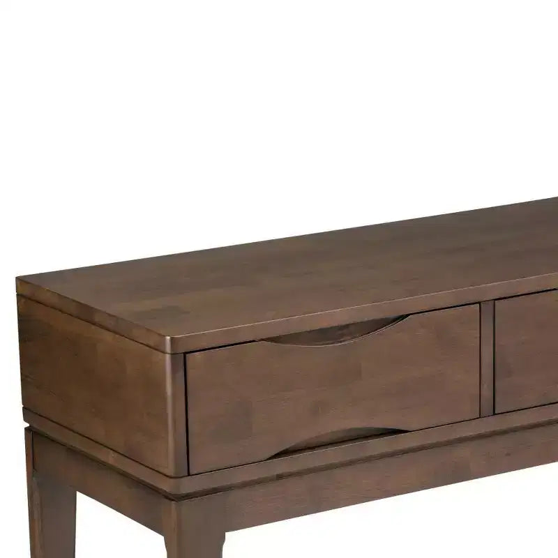 Mesa consola nogal marrón con 3 cajones, estilo de mediados de siglo, para 1