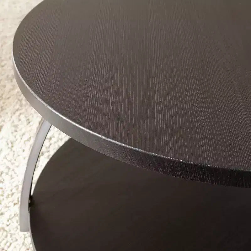 Mesa auxiliar redonda marrón y plateada, estructura de metal, para 1 persona