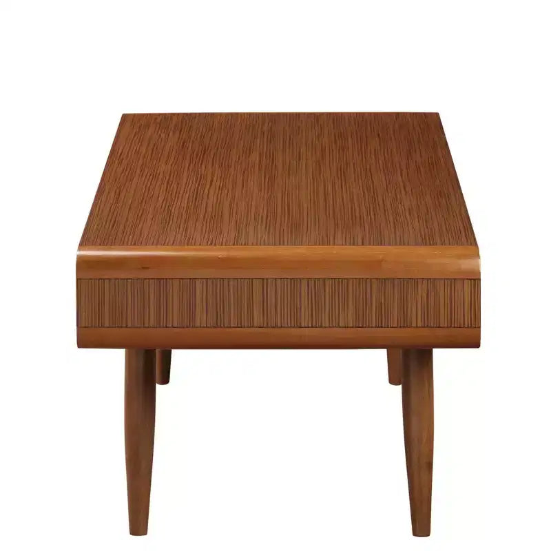 Mesa de centro rectangular de nogal marrón para 1 – Estante abierto, patas cónicas