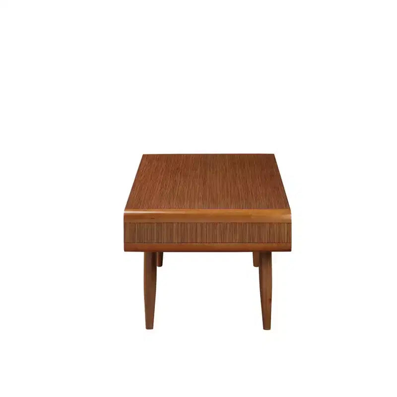 Mesa de centro rectangular de nogal marrón para 1 – Estante abierto, patas cónicas