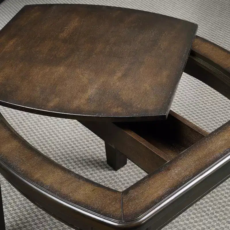 Mesa Auxiliar de Ajedrez Cuadrada Reversible de Nogal Oscuro – 2 Jugadores