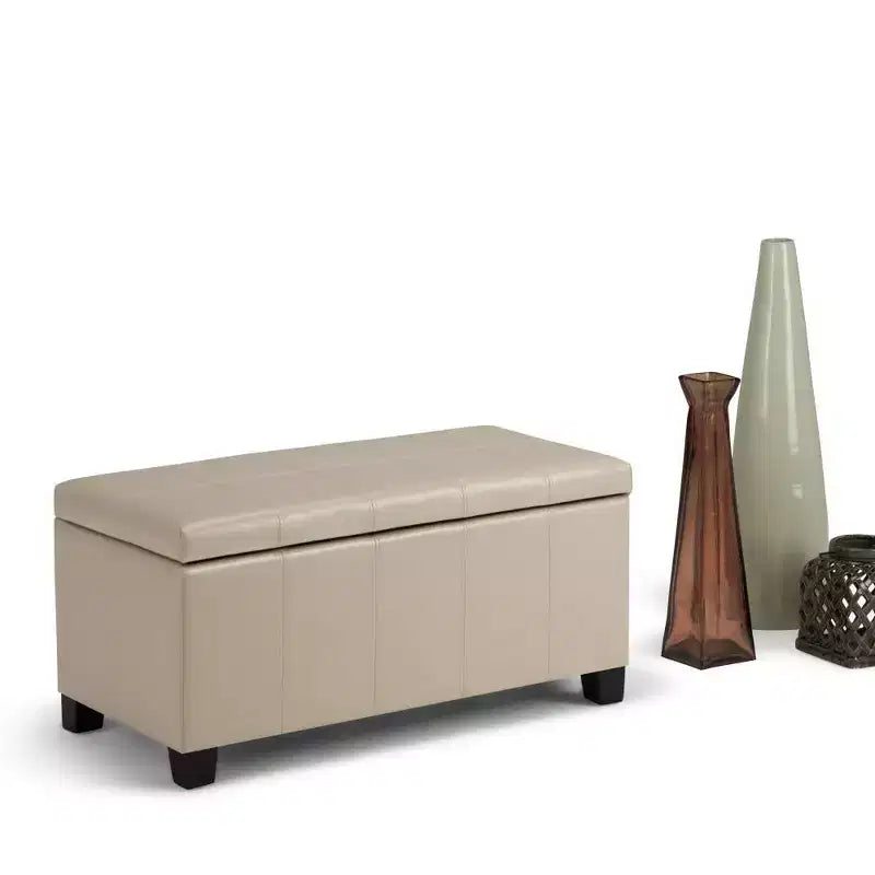 Banco otomano rectangular con tapa elevable de 36", tapizado, 1 persona