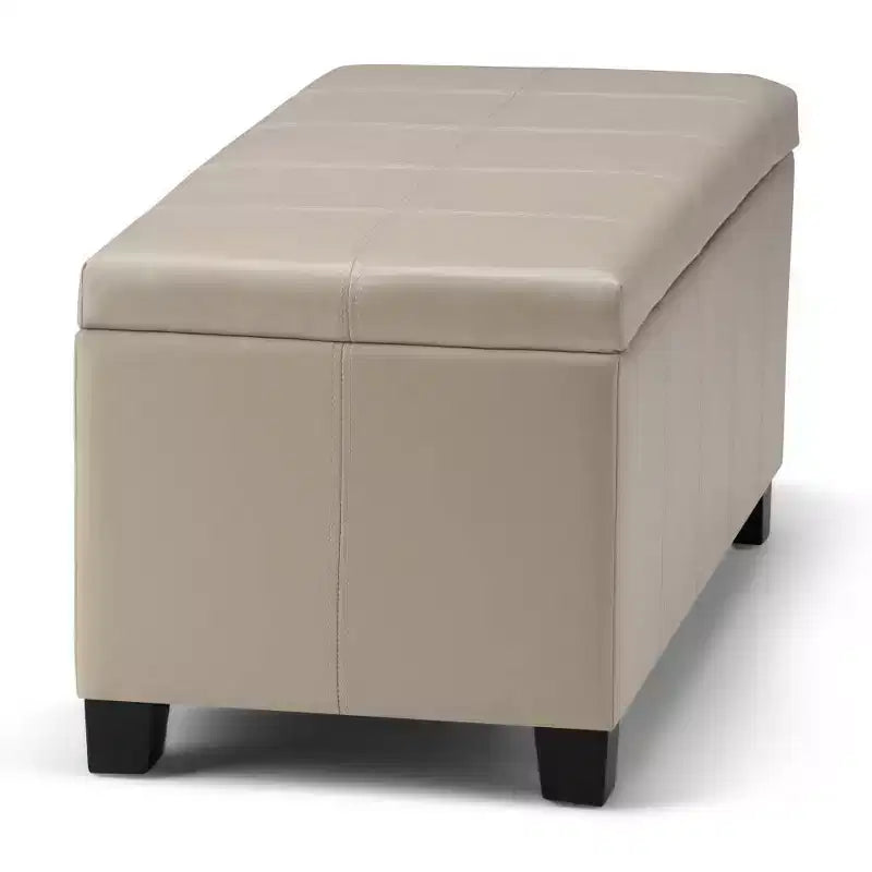 Banco otomano rectangular con tapa elevable de 36", tapizado, 1 persona