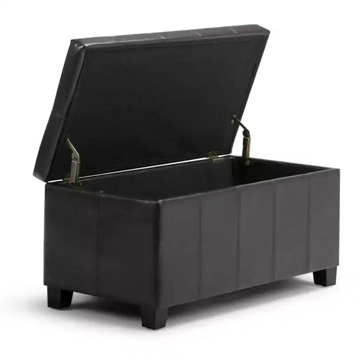 Banco otomano rectangular con tapa elevable de 36", tapizado, 1 persona