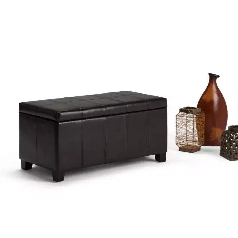 Banco otomano rectangular con tapa elevable de 36", tapizado, 1 persona