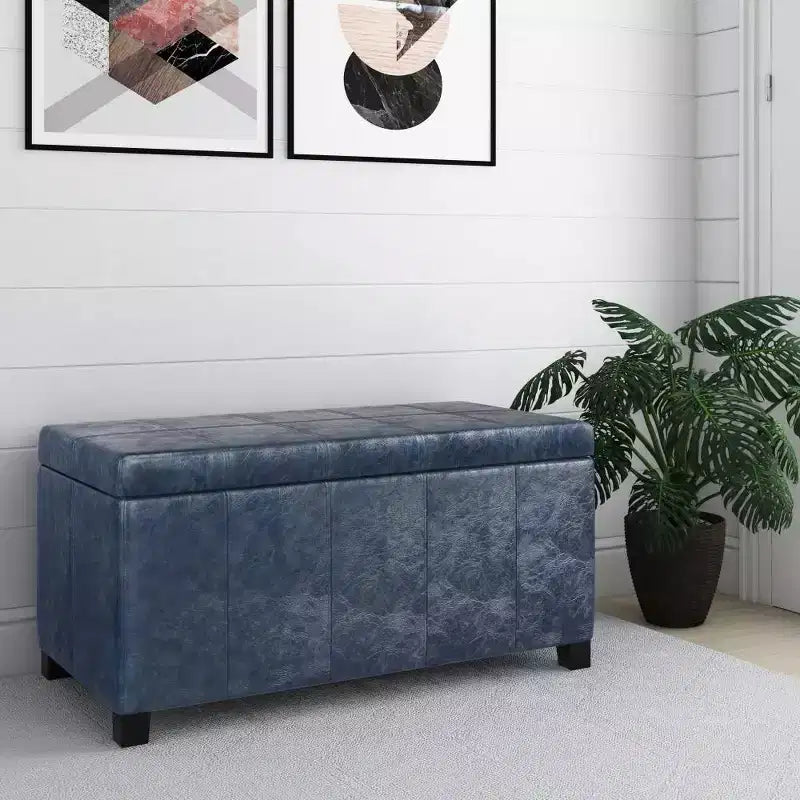 Banco otomano rectangular con tapa elevable de 36", tapizado, 1 persona