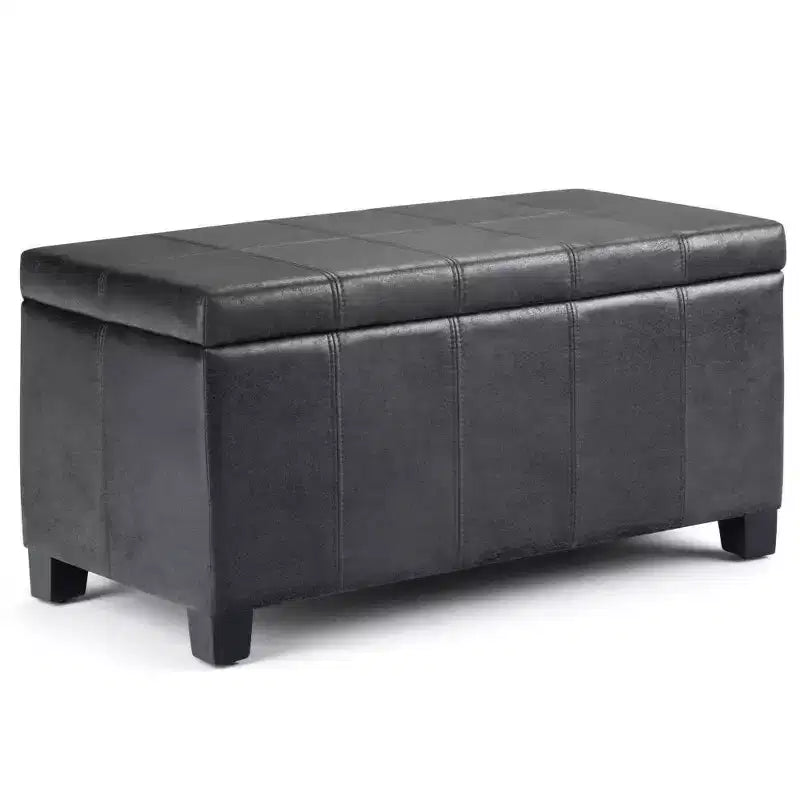 Banco otomano rectangular con tapa elevable de 36", tapizado, 1 persona