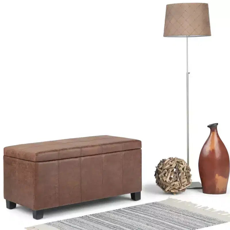 Banco otomano rectangular con tapa elevable de 36", tapizado, 1 persona