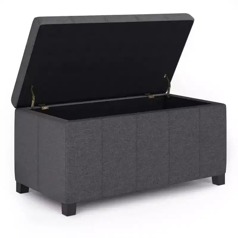Banco otomano rectangular con tapa elevable de 36", tapizado, 1 persona