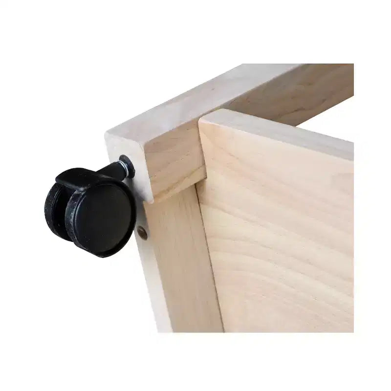 Carro de cocina rodante blanco con encimera de bloque de carnicero, negro/natural, roble mediano, madera/beige – Montaje de 1 persona