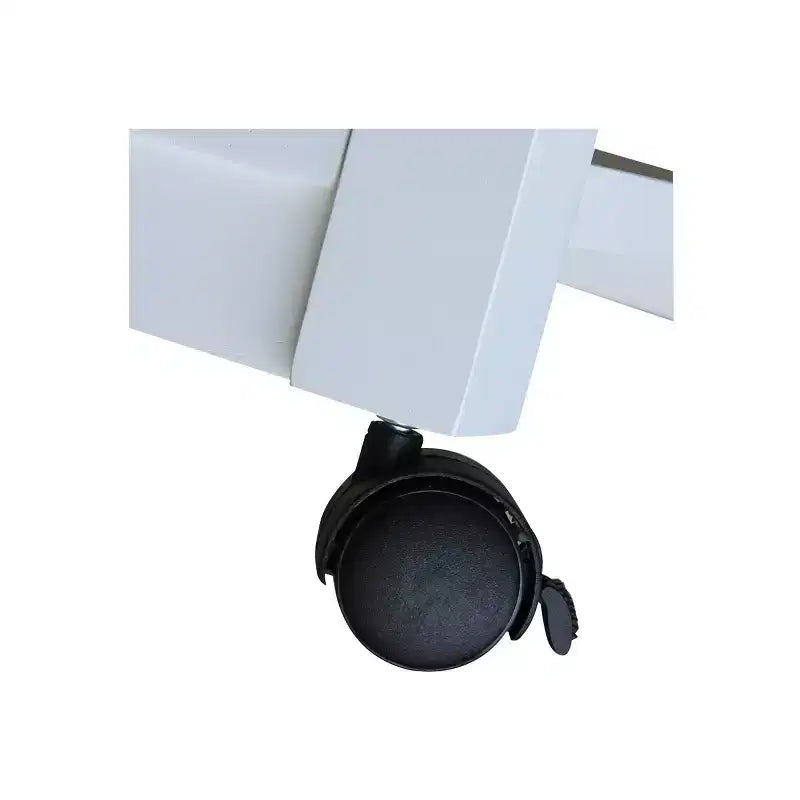 Carro de cocina rodante blanco con encimera de bloque de carnicero, negro/natural, roble mediano, madera/beige – Montaje de 1 persona