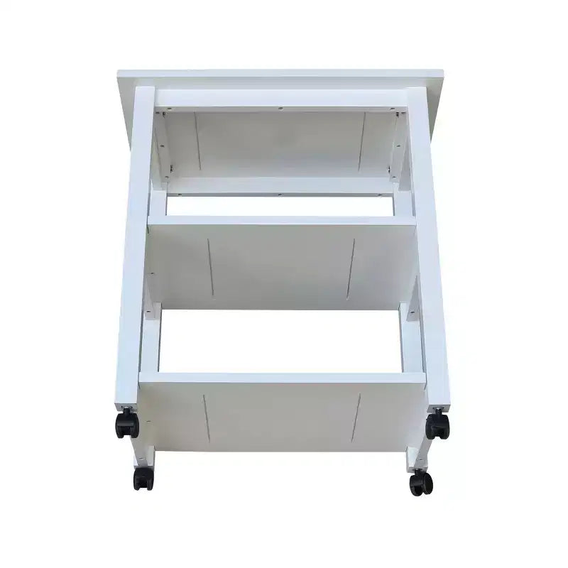 Carro de cocina rodante blanco con encimera de bloque de carnicero, negro/natural, roble mediano, madera/beige – Montaje de 1 persona