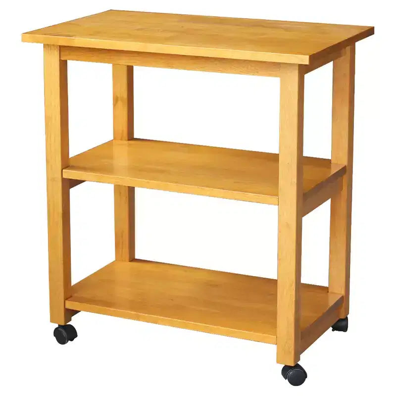 Carro de cocina rodante blanco con encimera de bloque de carnicero, negro/natural, roble mediano, madera/beige – Montaje de 1 persona