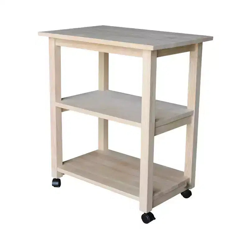 Carro de cocina rodante blanco con encimera de bloque de carnicero, negro/natural, roble mediano, madera/beige – Montaje de 1 persona