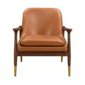 Christopher Knight Home Freja Modern Faux Leather and Wood Accent Chair, Brown