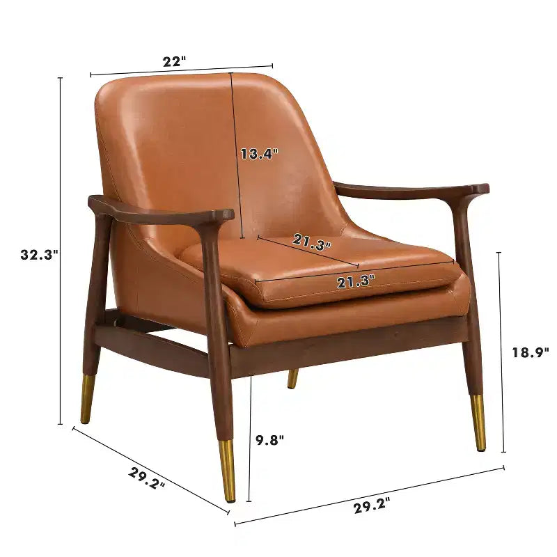Sillón decorativo individual estilo club de piel sintética marrón