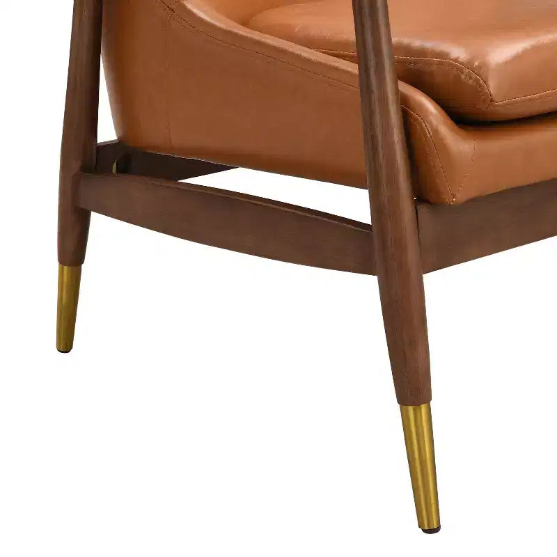 Sillón decorativo individual estilo club de piel sintética marrón